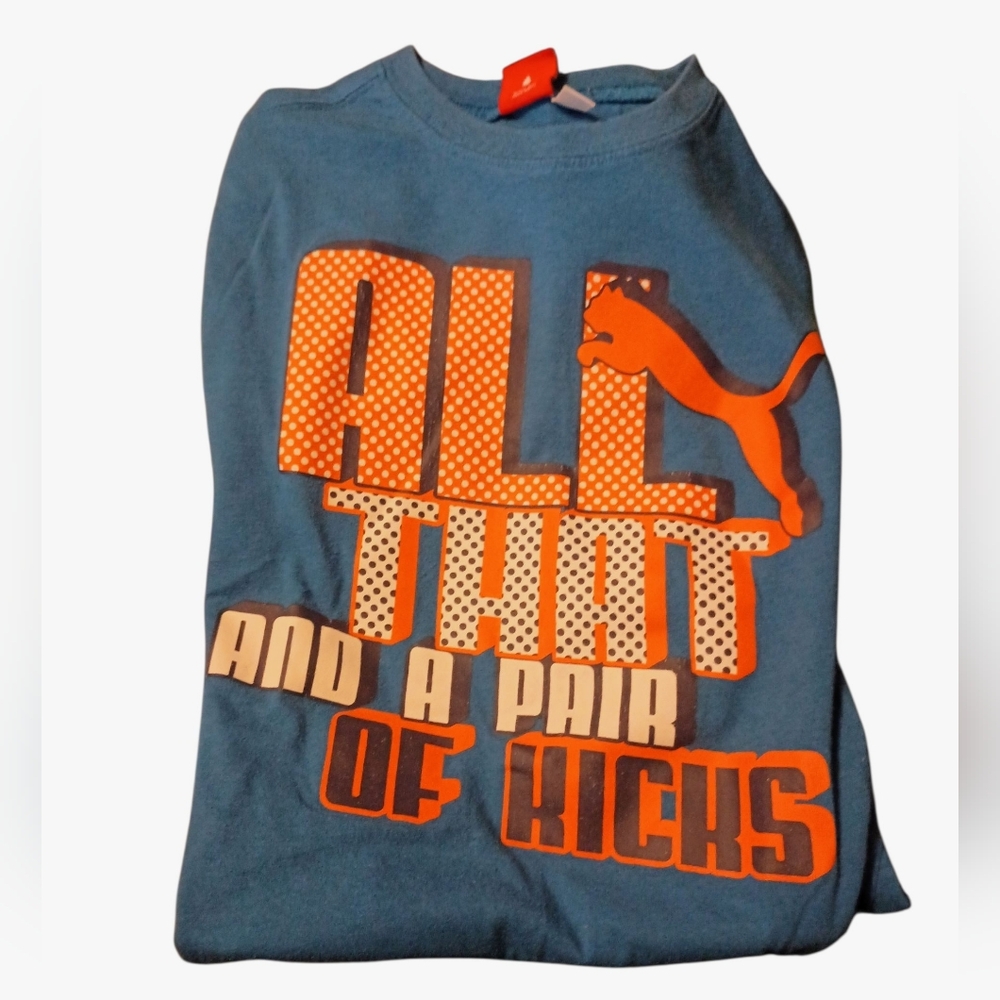 Puma Kids Blue and Orange Long Sleeve Tee